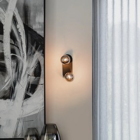 Faretto moderno nero con vetro fumé 2 luci - ATHENAS