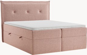 Letto boxspring in ciniglia fatto a mano con contenitore Aussie, H3