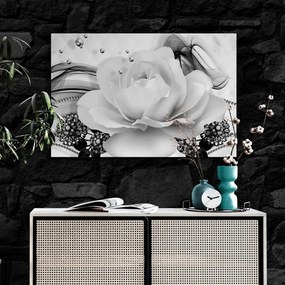 Quadro su tela – Rose di lusso con astrazione in bianco e nero