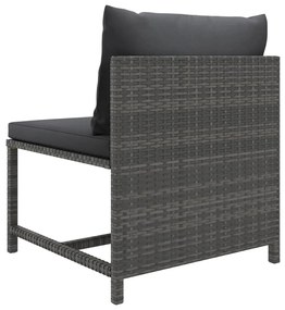 Set Divani da Giardino 8 pz con Cuscini in Polyrattan Grigio