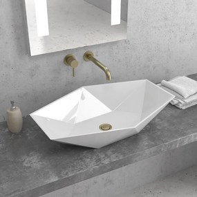 Lavabo da appoggio 64cm esagonale bianco | Litos-K64 - KAMALU