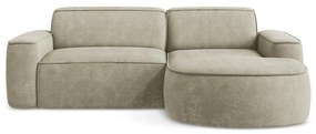Divano angolare beige (con penisola a destra/con chaise lounge) con rivestimento in ciniglia Omao – Makamii