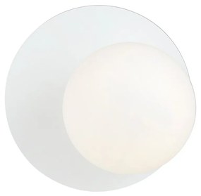 Lampada Da Parete Contemporanea Oslo 1 Luce In Acciaio Bianco E Vetro Opalino