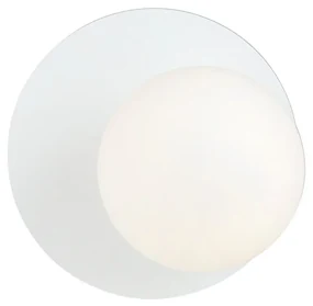 Lampada Da Parete Contemporanea Oslo 1 Luce In Acciaio Bianco E Vetro Opalino