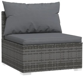 Set Divani da Giardino 6 pz con Cuscini in Polyrattan Grigio