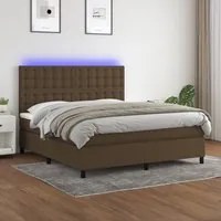 Letto a Molle Materasso e LED MarroneScuro 180x200cm in Tessuto 3135216