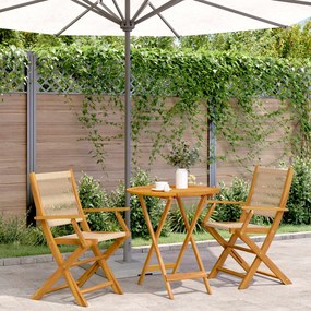 Set Da Bistrot 3pz Beige İn Polipropilene E Legno Massello /