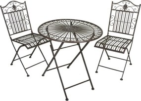 Set da pranzo da giardino in marrone scuro in metallo per 2 persone – Garden Pleasure