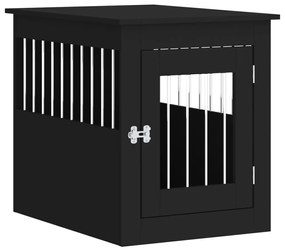 Gabbia cani da arredamento nera 55x75x65cm legno multistrato