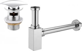 Mexen semisifone quadrato per lavabo con tappo clic-clac, con troppopieno, cromo - 7992660-00