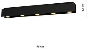 Plafoniera Moderna 5 Luci Cassiopea In Acciaio Nero