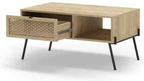 Tavolino in rovere decorato in colore naturale 60x100 cm Ecrin - Marckeric