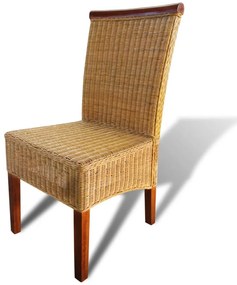 Sedie da pranzo 6 pz marroni in rattan naturale