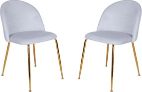 Sedia da pranzo in velluto Grigio Perla con gambe in metallo Oro - PARIS 2 sedie