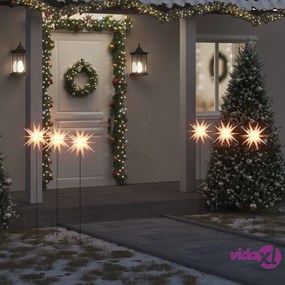 vidaXL Luci di Natale con Picchi e LED 3 pz Pieghevoli Bianche 35 cm