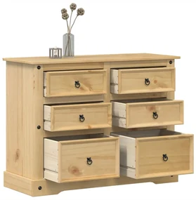 Cassettiera Corona 112x48x91 Cm İn Legno Massello Di Pino /