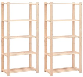 Scaffali A 5 Livelli 2 Pz 80x38x170 Cm Massello Pino 250 Kg /