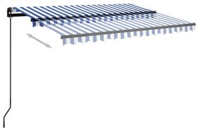 Tenda da Sole Retrattile Manuale con LED 3,5x2,5m Blu e Bianca