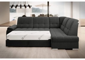 Divano angolare grigio scuro allungabile/con contenitore (con penisola a destra/a L) Sado – ELTAP