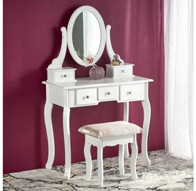 Tavolino da toilette SARA 80x130 cm + stool 45x37 cm bianco