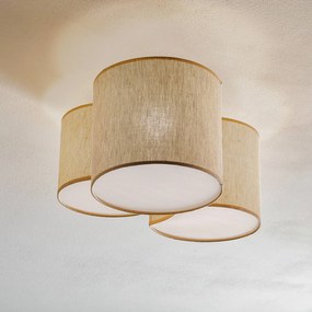 TK Lighting Plafoniera Mona Nature, a 3 luci, lino naturale