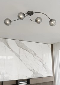 Lampada da soffitto in acciaio e vetro VIBRA 4 da interno 4xE14