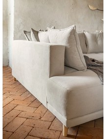 Divano letto angolare in velluto a coste beige (angolo sinistro/"U") Lazy Lukka - Miuform