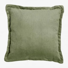 Cuscino quadrato in velluto a coste (53x53 cm) Kata Verde Militare - Sklum