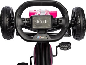 Go Kart a Pedali per Bambini 3-8 Anni 100x58x58,5 cm con Sedile Regolabile e Ruote in EVA Rosa e Nero...