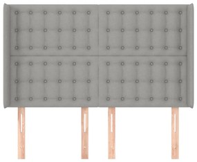 Testiera ad orecchio grigio chiaro 147x16x118/128 cm in tessuto