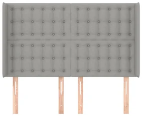 Testiera ad orecchio grigio chiaro 147x16x118/128 cm in tessuto