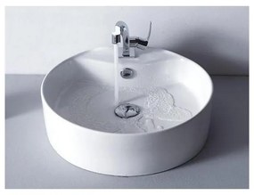 Kamalu - Lavabo rotondo da appoggio diametro 46cm in ceramica bianca | Litos-446