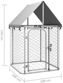 Gabbia per cani da esterno con tetto 100x100x150 cm