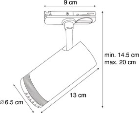 Faretto nero moderno per sistema a binario monofase con LED orientabile e inclinabile - Iconic Zoom