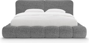 Letto matrimoniale imbottito grigio scuro con contenitore con rete inclusa 200x200 cm Solange – Micadoni