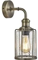 Applique Industrial-Nordico Tubi Acciaio Ottone Vetro 1 Luce E27