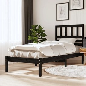 Giroletto nero 90x190 cm single in legno massello di pino