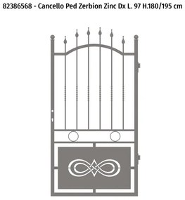 Cancelletto manuale battente Zerbion DX in ferro, apertura a destra, L 104.5, H 180-189 cm, di colore grigio zincato