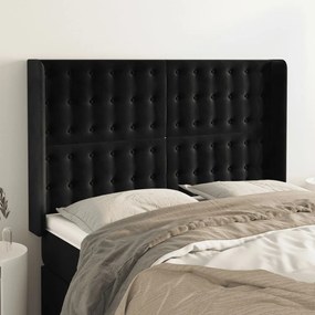 Testiera Ad Orecchio Nera 147x16x118/128 Cm İn Velluto /