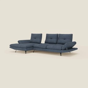 Ardex Divano con penisola - schienali traslanti e braccioli regolabili in elegante tessuto impermeabile T06 blu
