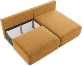 Divano angolare arancione allungabile/con contenitore (con penisola a destra) Kalena – Makamii