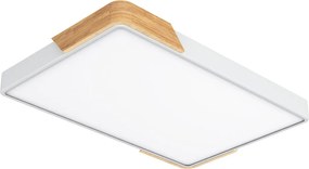 Plafoniera LED Rettangolare 30W CCT 60x40cm Legno/Bianco