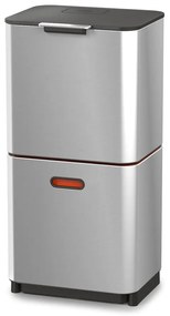 Bidone in acciaio per rifiuti differenziati in argento 60 l Totem Max - Joseph Joseph