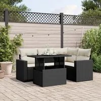 Set Divani da Giardino 5 pz con Cuscini in Polyrattan Nero 3267246