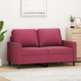 Divano A 2 Posti Rosso Vino 120 Cm İn Velluto /