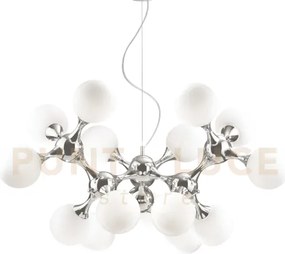 Nodi lampadario sospenso in metallo e vetro bianco finitura cromo 1...