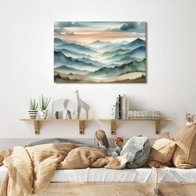 Quadro su tela – Montagne silenziose nella nebbia del mattino