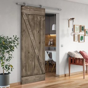 Porta scorrevole Horse Ebano in legno marrone, L 96 x H 215 cm, con binario Loft Reversibile