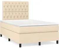 Letto a Molle con Materasso e LED Crema 120x190 cm in Tessuto 3270223