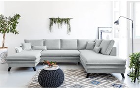 Divano letto a U grigio chiaro, angolo destro Charming Charlie - Miuform